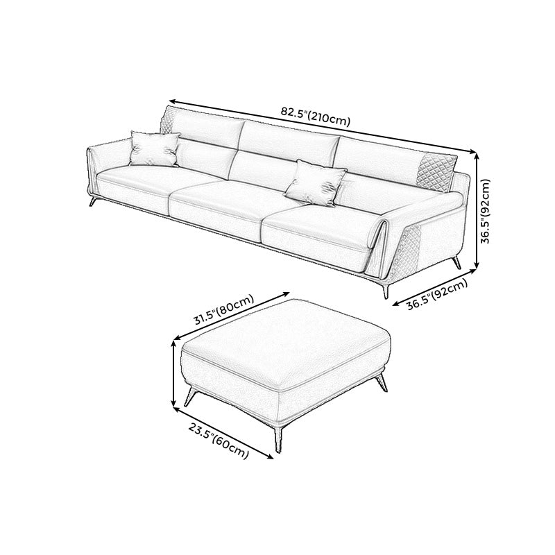 Genuine Leather Pillow Top Arm Sectionals 36.22"High Cushion Back Sofa, Black Clearhalo 'furn' 'furn_sectionals' 'Furniture' 'furniture_sectionals' 'Living Room Furniture' 'Sectionals' 4934268