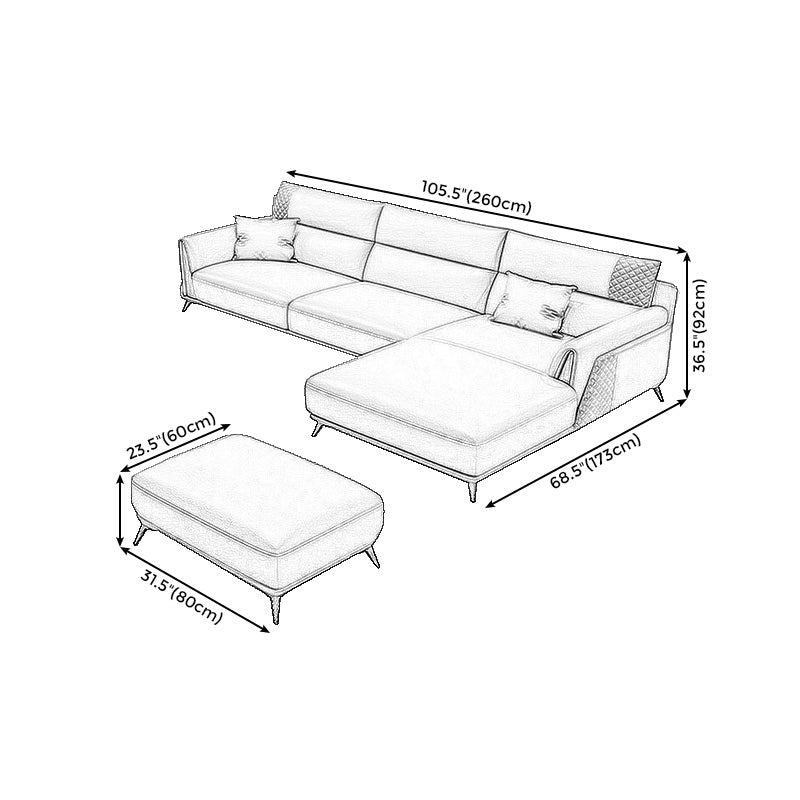 Genuine Leather Pillow Top Arm Sectionals 36.22"High Cushion Back Sofa, Black Clearhalo 'furn' 'furn_sectionals' 'Furniture' 'furniture_sectionals' 'Living Room Furniture' 'Sectionals' 4934270