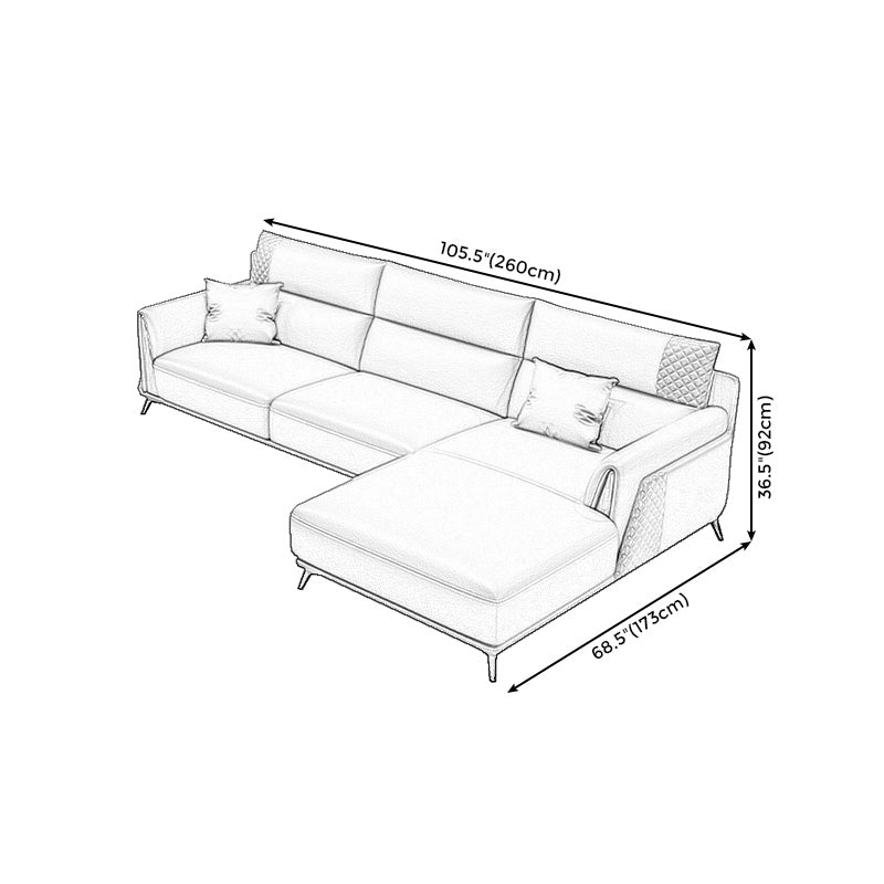 Genuine Leather Pillow Top Arm Sectionals 36.22"High Cushion Back Sofa, Black Clearhalo 'furn' 'furn_sectionals' 'Furniture' 'furniture_sectionals' 'Living Room Furniture' 'Sectionals' 4934271