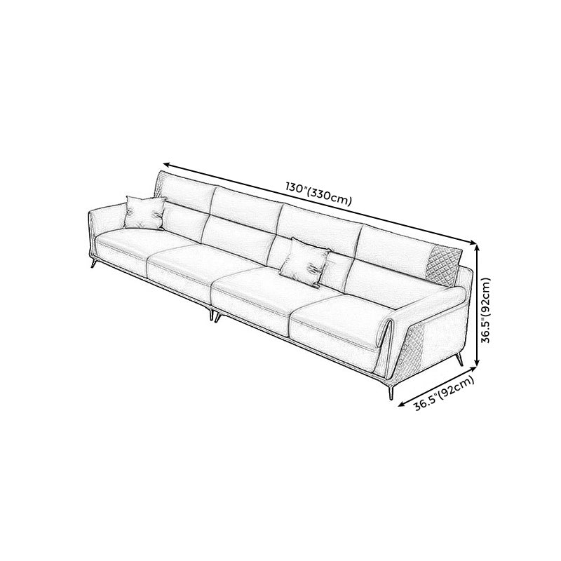 Genuine Leather Pillow Top Arm Sectionals 36.22"High Cushion Back Sofa, Black Clearhalo 'furn' 'furn_sectionals' 'Furniture' 'furniture_sectionals' 'Living Room Furniture' 'Sectionals' 4934272