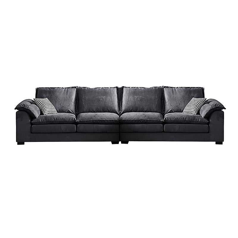 Fabric Pillow Top Arm Sectional 29.53"High Cushion Back Sofa, Black 130"L x 39.5"W x 29.5"H Latex Clearhalo 'furn' 'furn_sectionals' 'Furniture' 'furniture_sectionals' 'Living Room Furniture' 'Sectionals' 4934276