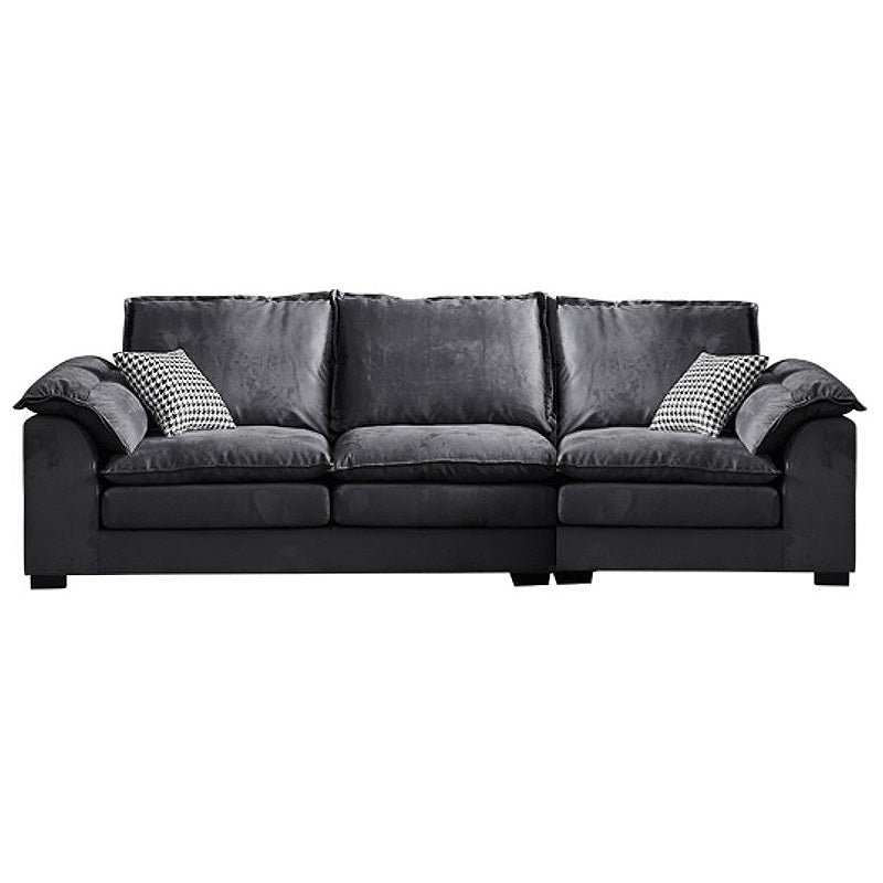 Fabric Pillow Top Arm Sectional 29.53"High Cushion Back Sofa, Black 86.6"L x 39.4"W x 29.5"H Clearhalo 'furn' 'furn_sectionals' 'Furniture' 'furniture_sectionals' 'Living Room Furniture' 'Sectionals' 4934277