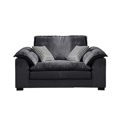 Fabric Pillow Top Arm Sectional 29.53"High Cushion Back Sofa, Black 47"L x 39"W x 30"H Clearhalo 'furn' 'furn_sectionals' 'Furniture' 'furniture_sectionals' 'Living Room Furniture' 'Sectionals' 4934279