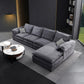 Fabric Pillow Top Arm Sectional 29.53"High Cushion Back Sofa, Black 138"L x 71"W x 29.5"H Latex Clearhalo 'furn' 'furn_sectionals' 'Furniture' 'furniture_sectionals' 'Living Room Furniture' 'Sectionals' 4934280
