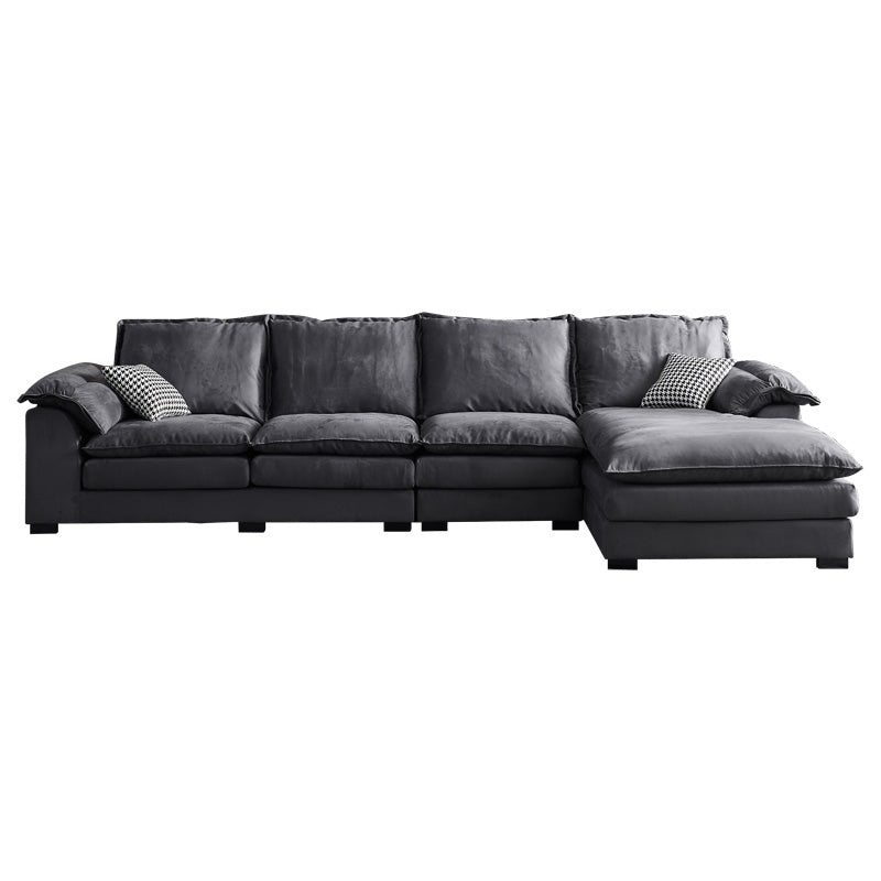 Fabric Pillow Top Arm Sectional 29.53"High Cushion Back Sofa, Black Clearhalo 'furn' 'furn_sectionals' 'Furniture' 'furniture_sectionals' 'Living Room Furniture' 'Sectionals' 4934281