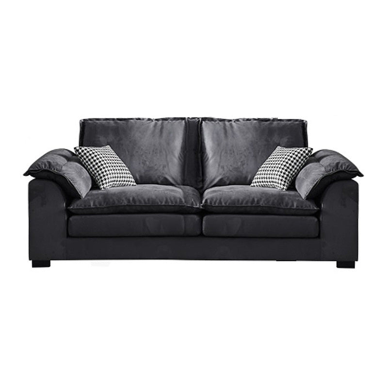Fabric Pillow Top Arm Sectional 29.53"High Cushion Back Sofa, Black 67"L x 39.5"W x 29.5"H Clearhalo 'furn' 'furn_sectionals' 'Furniture' 'furniture_sectionals' 'Living Room Furniture' 'Sectionals' 4934282
