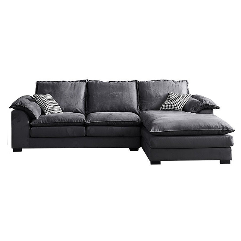 Fabric Pillow Top Arm Sectional 29.53"High Cushion Back Sofa, Black 108"L x 71"W x 29.5"H Clearhalo 'furn' 'furn_sectionals' 'Furniture' 'furniture_sectionals' 'Living Room Furniture' 'Sectionals' 4934283