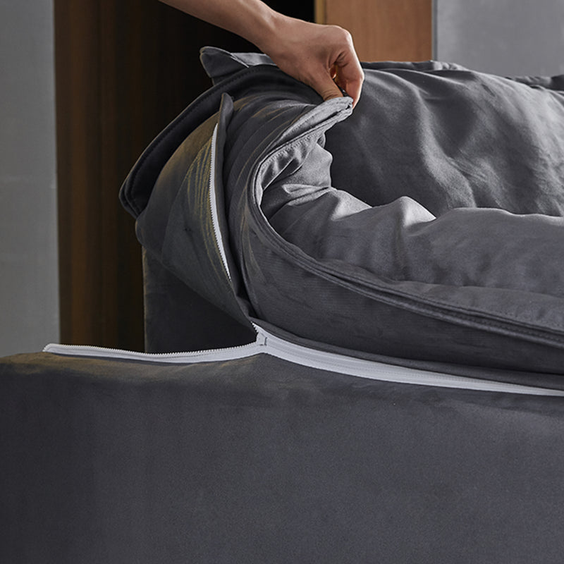 Fabric Pillow Top Arm Sectional 29.53"High Cushion Back Sofa, Black Clearhalo 'furn' 'furn_sectionals' 'Furniture' 'furniture_sectionals' 'Living Room Furniture' 'Sectionals' 4934284