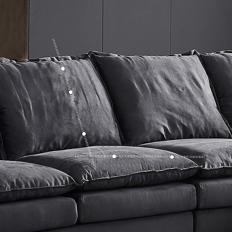 Fabric Pillow Top Arm Sectional 29.53"High Cushion Back Sofa, Black Clearhalo 'furn' 'furn_sectionals' 'Furniture' 'furniture_sectionals' 'Living Room Furniture' 'Sectionals' 4934286