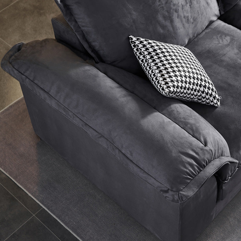 Fabric Pillow Top Arm Sectional 29.53"High Cushion Back Sofa, Black Clearhalo 'furn' 'furn_sectionals' 'Furniture' 'furniture_sectionals' 'Living Room Furniture' 'Sectionals' 4934287