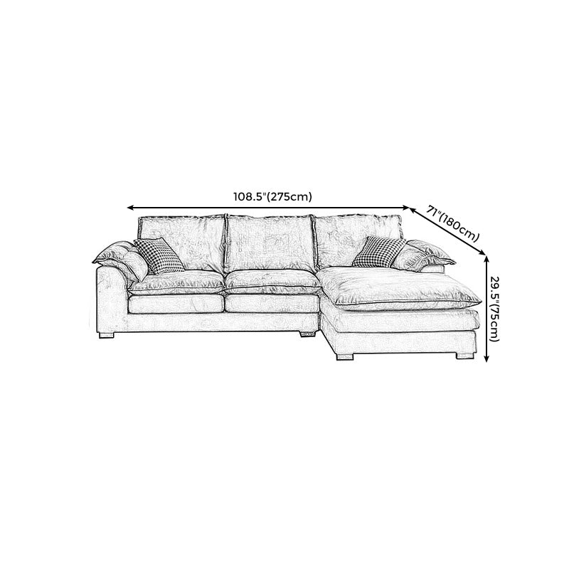 Fabric Pillow Top Arm Sectional 29.53"High Cushion Back Sofa, Black Clearhalo 'furn' 'furn_sectionals' 'Furniture' 'furniture_sectionals' 'Living Room Furniture' 'Sectionals' 4934293