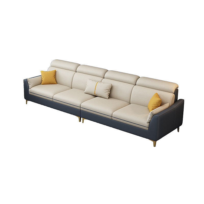 Faux Leather Pillow Top Arm Sectional 39.37"High Modern Sofa and Chaise 126"L x 35"W x 39"H Clearhalo 'furn' 'furn_sectionals' 'Furniture' 'furniture_sectionals' 'Living Room Furniture' 'Sectionals' 4934297
