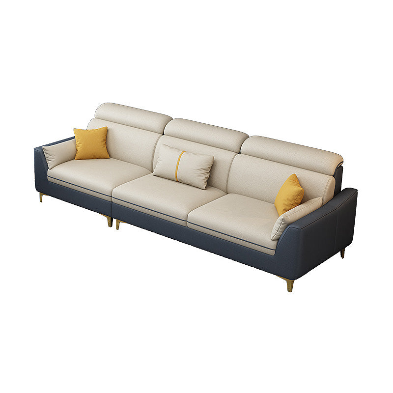 Faux Leather Pillow Top Arm Sectional 39.37"High Modern Sofa and Chaise 98"L x 35"W x 39"H Clearhalo 'furn' 'furn_sectionals' 'Furniture' 'furniture_sectionals' 'Living Room Furniture' 'Sectionals' 4934299