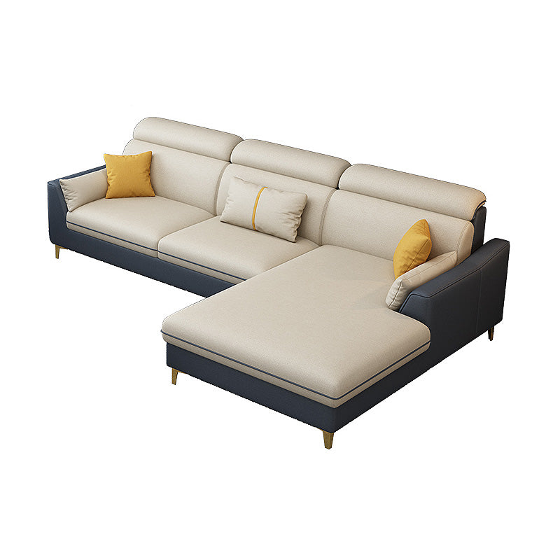 Faux Leather Pillow Top Arm Sectional 39.37"High Modern Sofa and Chaise 98"L x 71"W x 39"H Clearhalo 'furn' 'furn_sectionals' 'Furniture' 'furniture_sectionals' 'Living Room Furniture' 'Sectionals' 4934301