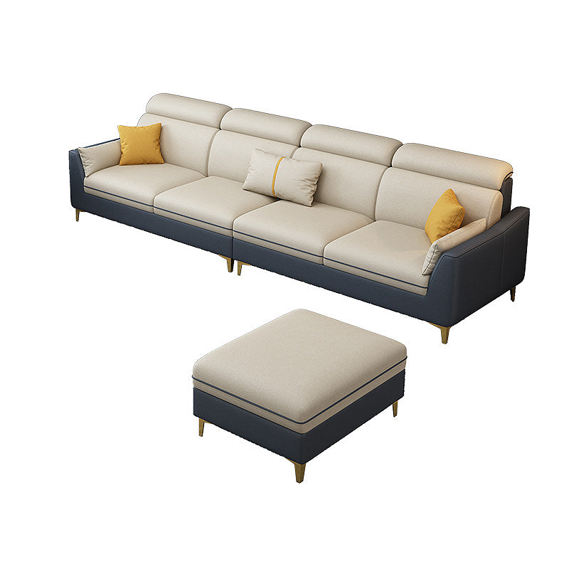 Faux Leather Pillow Top Arm Sectional 39.37"High Modern Sofa and Chaise 126"L x 67"W x 39"H Clearhalo 'furn' 'furn_sectionals' 'Furniture' 'furniture_sectionals' 'Living Room Furniture' 'Sectionals' 4934304