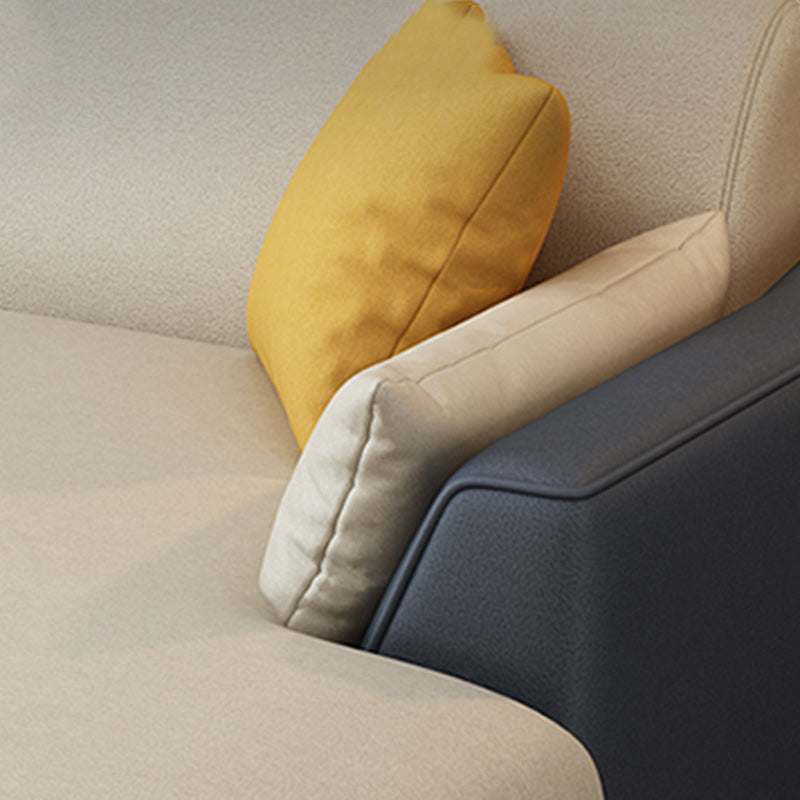 Faux Leather Pillow Top Arm Sectional 39.37"High Modern Sofa and Chaise Clearhalo 'furn' 'furn_sectionals' 'Furniture' 'furniture_sectionals' 'Living Room Furniture' 'Sectionals' 4934305