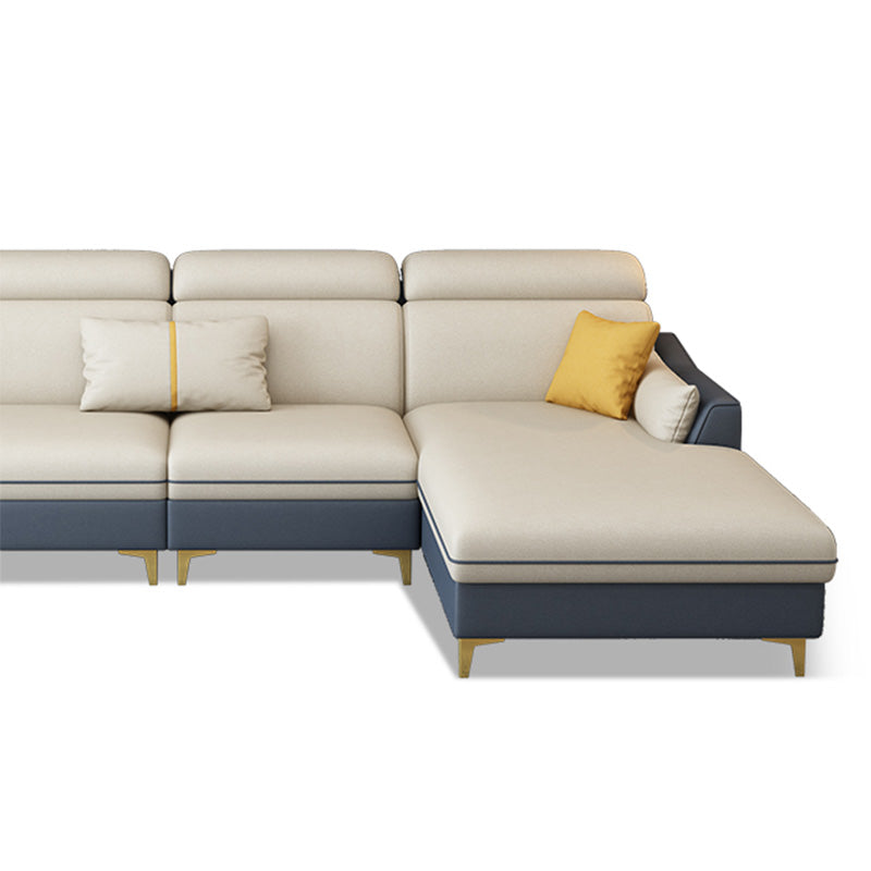 Faux Leather Pillow Top Arm Sectional 39.37"High Modern Sofa and Chaise Clearhalo 'furn' 'furn_sectionals' 'Furniture' 'furniture_sectionals' 'Living Room Furniture' 'Sectionals' 4934306