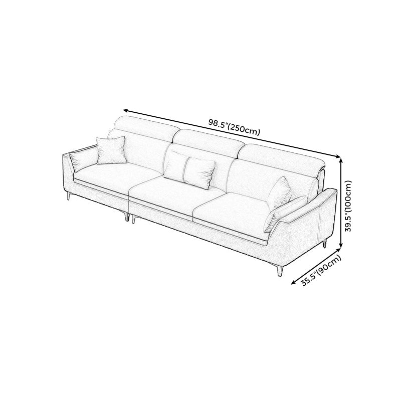 Faux Leather Pillow Top Arm Sectional 39.37"High Modern Sofa and Chaise Clearhalo 'furn' 'furn_sectionals' 'Furniture' 'furniture_sectionals' 'Living Room Furniture' 'Sectionals' 4934308
