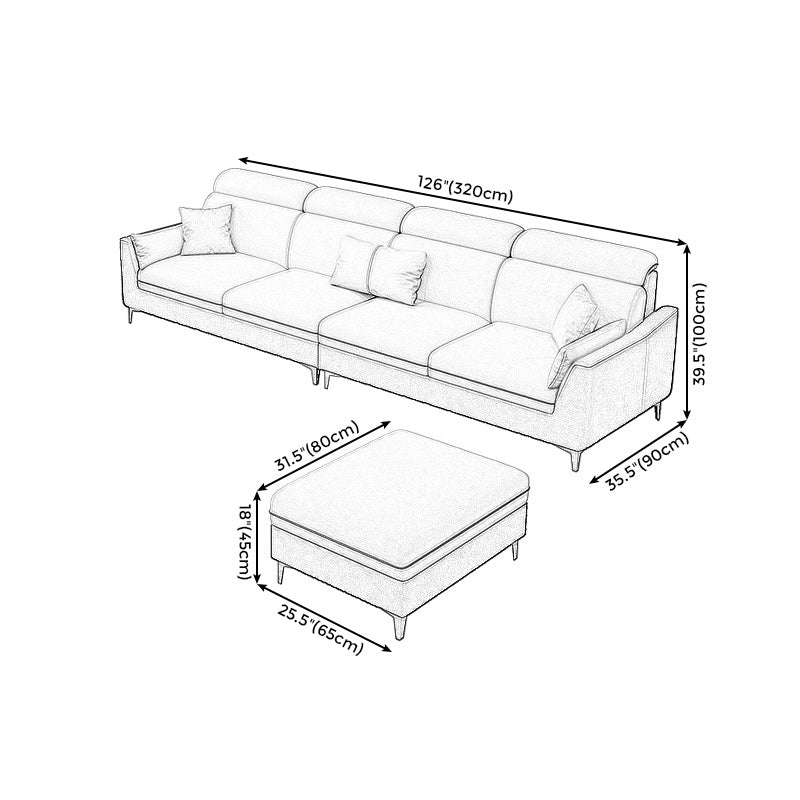 Faux Leather Pillow Top Arm Sectional 39.37"High Modern Sofa and Chaise Clearhalo 'furn' 'furn_sectionals' 'Furniture' 'furniture_sectionals' 'Living Room Furniture' 'Sectionals' 4934312