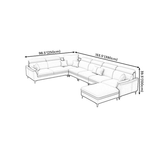 Faux Leather Pillow Top Arm Sectional 39.37"High Modern Sofa and Chaise Clearhalo 'furn' 'furn_sectionals' 'Furniture' 'furniture_sectionals' 'Living Room Furniture' 'Sectionals' 4934314
