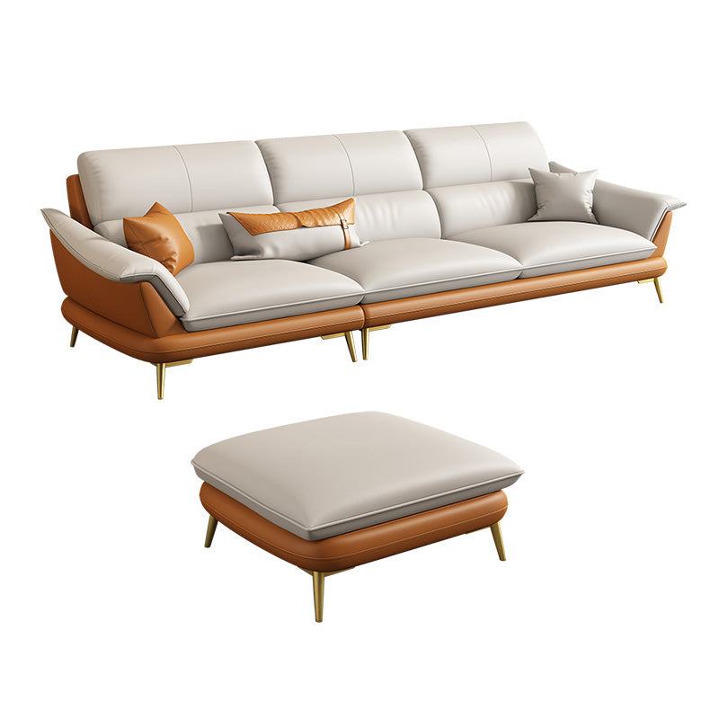 Genuine Leather Pillow Top Arm Sectionals 33.46"High Cushion Back Sofa 108"L x 69"W x 33.5"H Clearhalo 'furn' 'furn_sectionals' 'Furniture' 'furniture_sectionals' 'Living Room Furniture' 'Sectionals' 4934320