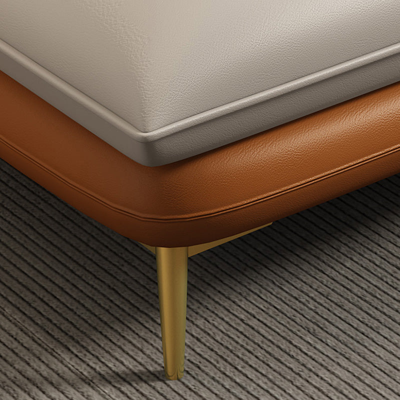 Genuine Leather Pillow Top Arm Sectionals 33.46"High Cushion Back Sofa Clearhalo 'furn' 'furn_sectionals' 'Furniture' 'furniture_sectionals' 'Living Room Furniture' 'Sectionals' 4934322