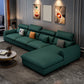 137.8" L√ó 68.90" W √ó 32.68" H Faux Leather Sectional Stain-Resistant Sofa and Chaise Blackish Green Right Clearhalo 'Furniture' 'furniture_sectionals' 'Living Room Furniture' 'Sectionals' 4934345