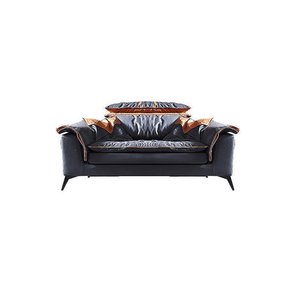 Pillow Top Arm Sectionals 26.22"High Faux Leather Cushion Back Sofa, Black 49"L x 39"W x 36"H Horizontal Clearhalo 'furn' 'furn_sectionals' 'Furniture' 'furniture_sectionals' 'Living Room Furniture' 'Sectionals' 4934370