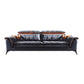 Pillow Top Arm Sectionals 26.22"High Faux Leather Cushion Back Sofa, Black 87"L x 39"W x 36"H Horizontal Clearhalo 'furn' 'furn_sectionals' 'Furniture' 'furniture_sectionals' 'Living Room Furniture' 'Sectionals' 4934372