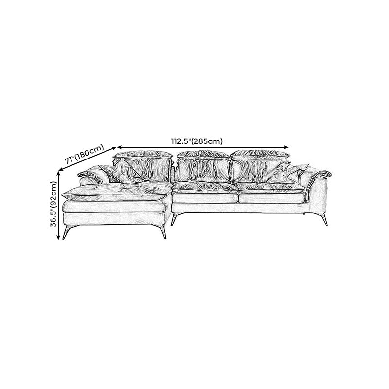 Pillow Top Arm Sectionals 26.22"High Faux Leather Cushion Back Sofa, Black Clearhalo 'furn' 'furn_sectionals' 'Furniture' 'furniture_sectionals' 'Living Room Furniture' 'Sectionals' 4934385