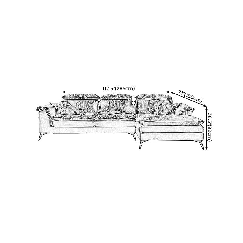 Pillow Top Arm Sectionals 26.22"High Faux Leather Cushion Back Sofa, Black Clearhalo 'furn' 'furn_sectionals' 'Furniture' 'furniture_sectionals' 'Living Room Furniture' 'Sectionals' 4934386