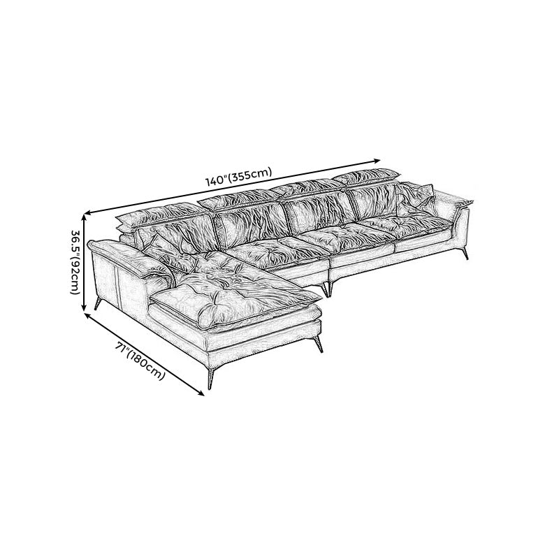 Pillow Top Arm Sectionals 26.22"High Faux Leather Cushion Back Sofa, Black Clearhalo 'furn' 'furn_sectionals' 'Furniture' 'furniture_sectionals' 'Living Room Furniture' 'Sectionals' 4934387