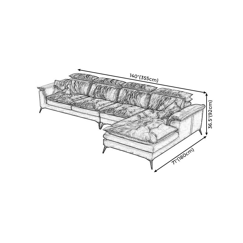 Pillow Top Arm Sectionals 26.22"High Faux Leather Cushion Back Sofa, Black Clearhalo 'furn' 'furn_sectionals' 'Furniture' 'furniture_sectionals' 'Living Room Furniture' 'Sectionals' 4934388