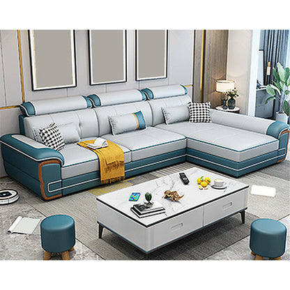 Faux Leather Pillow Top Arm Sectionals 31.5"High Cushion Back Sofa with Slipcover 104"L x 71"W x 31.5"H Sponge