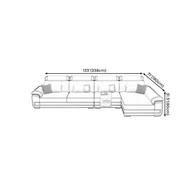 Faux Leather Pillow Top Arm Sectionals 31.5"High Cushion Back Sofa with Slipcover Clearhalo 'furn' 'furn_sectionals' 'Furniture' 'furniture_sectionals' 'Living Room Furniture' 'Sectionals' 4934402