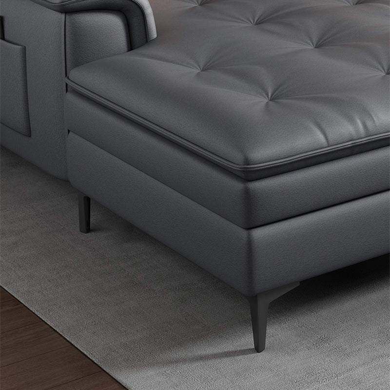 Black and Orange Pillow Top Arm Sectionals 37.4"High Cushion Back Sofa with Storage Clearhalo 'furn' 'furn_sectionals' 'Furniture' 'furniture_sectionals' 'Living Room Furniture' 'Sectionals' 4934438