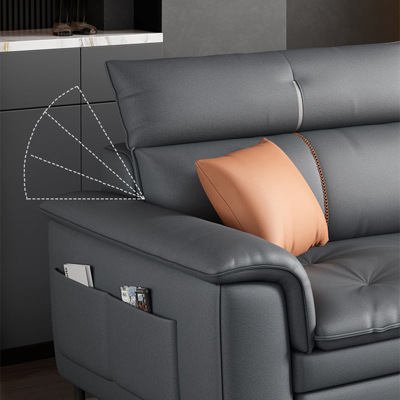 Black and Orange Pillow Top Arm Sectionals 37.4"High Cushion Back Sofa with Storage Clearhalo 'furn' 'furn_sectionals' 'Furniture' 'furniture_sectionals' 'Living Room Furniture' 'Sectionals' 4934439