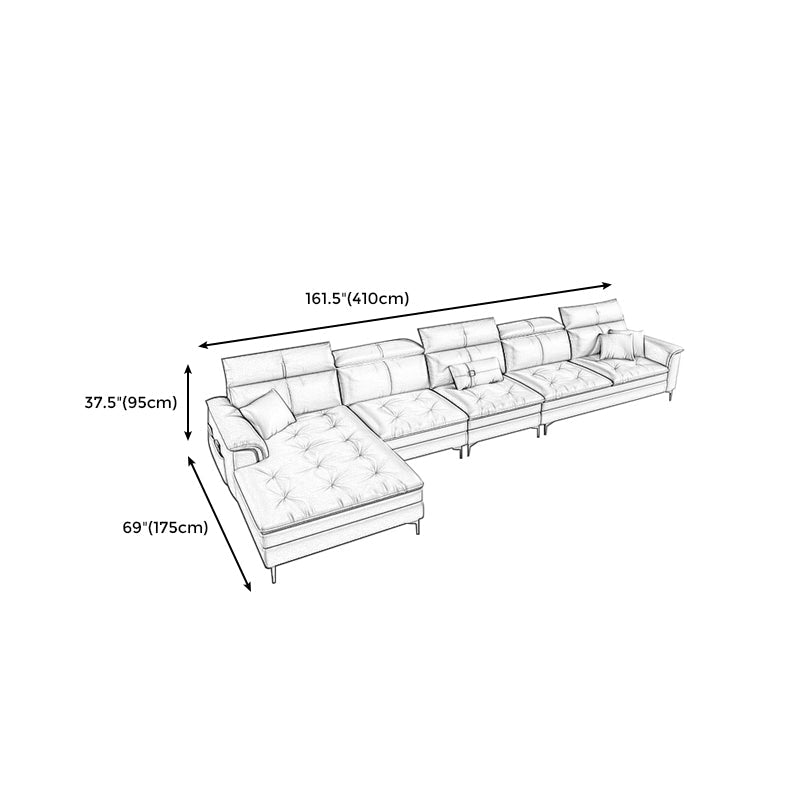 Black and Orange Pillow Top Arm Sectionals 37.4"High Cushion Back Sofa with Storage Clearhalo 'furn' 'furn_sectionals' 'Furniture' 'furniture_sectionals' 'Living Room Furniture' 'Sectionals' 4934446