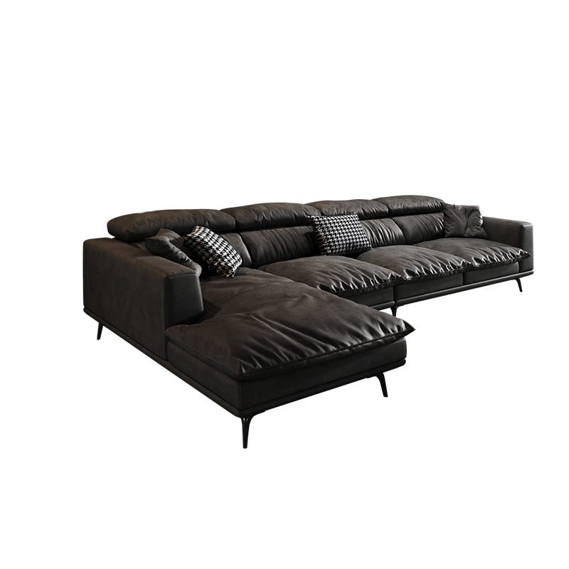 Waterproof Square Arm Sectionals 27.56"High Cushion Back Sofa,Black Clearhalo 'furn' 'furn_sectionals' 'Furniture' 'furniture_sectionals' 'Living Room Furniture' 'Sectionals' 4934454