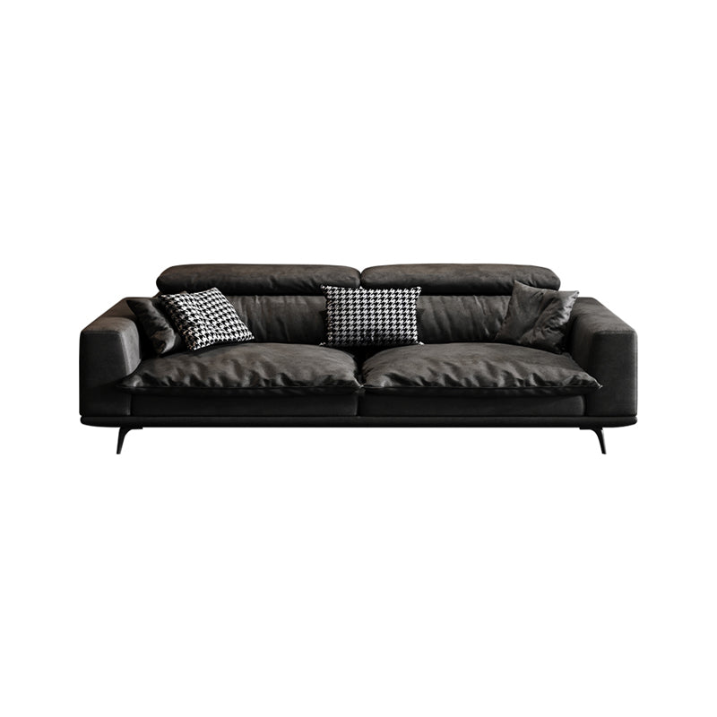 Waterproof Square Arm Sectionals 27.56"High Cushion Back Sofa,Black 134"L x 65"W x 37"H Latex Clearhalo 'furn' 'furn_sectionals' 'Furniture' 'furniture_sectionals' 'Living Room Furniture' 'Sectionals' 4934455