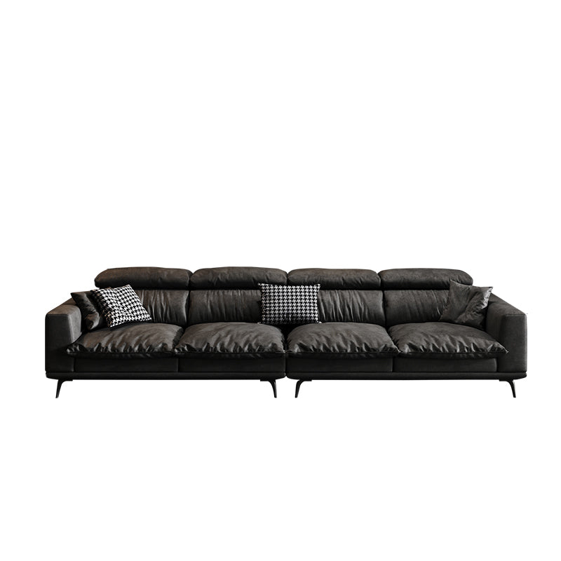 Waterproof Square Arm Sectionals 27.56"High Cushion Back Sofa,Black 102"L x 40"W x 28"H Down Clearhalo 'furn' 'furn_sectionals' 'Furniture' 'furniture_sectionals' 'Living Room Furniture' 'Sectionals' 4934456