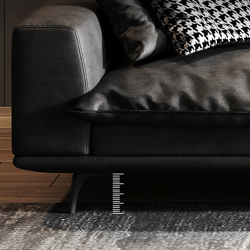 Waterproof Square Arm Sectionals 27.56"High Cushion Back Sofa,Black Clearhalo 'furn' 'furn_sectionals' 'Furniture' 'furniture_sectionals' 'Living Room Furniture' 'Sectionals' 4934458