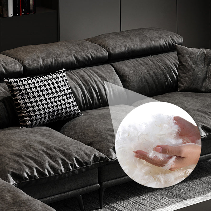 Waterproof Square Arm Sectionals 27.56"High Cushion Back Sofa,Black Clearhalo 'furn' 'furn_sectionals' 'Furniture' 'furniture_sectionals' 'Living Room Furniture' 'Sectionals' 4934459