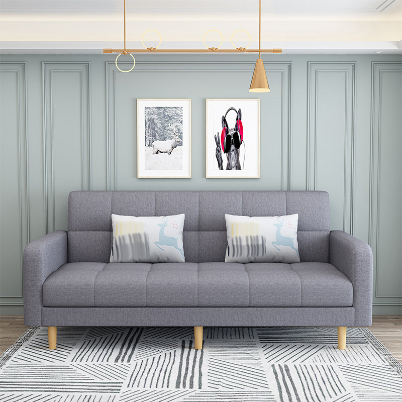 Nordic 59.06"L x 26.77"W x 32.28"H Square Arm Sectional Tight Back Sofa with Storage Light Gray Cotton Blend Without Ottoman Clearhalo 'furn' 'furn_sectionals' 'Furniture' 'furniture_sectionals' 'Living Room Furniture' 'Sectionals' 4934465