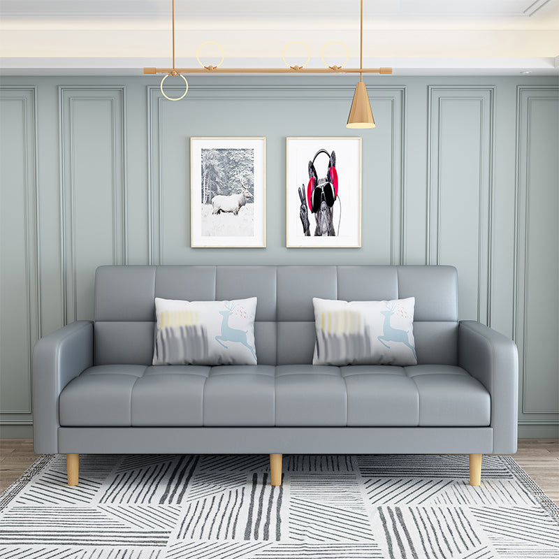 Nordic 59.06"L x 26.77"W x 32.28"H Square Arm Sectional Tight Back Sofa with Storage Light Gray Faux Leather Without Ottoman Clearhalo 'furn' 'furn_sectionals' 'Furniture' 'furniture_sectionals' 'Living Room Furniture' 'Sectionals' 4934466