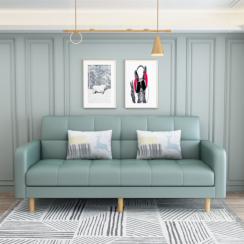 Nordic 59.06"L x 26.77"W x 32.28"H Square Arm Sectional Tight Back Sofa with Storage Light Green Faux Leather Without Ottoman Clearhalo 'furn' 'furn_sectionals' 'Furniture' 'furniture_sectionals' 'Living Room Furniture' 'Sectionals' 4934467