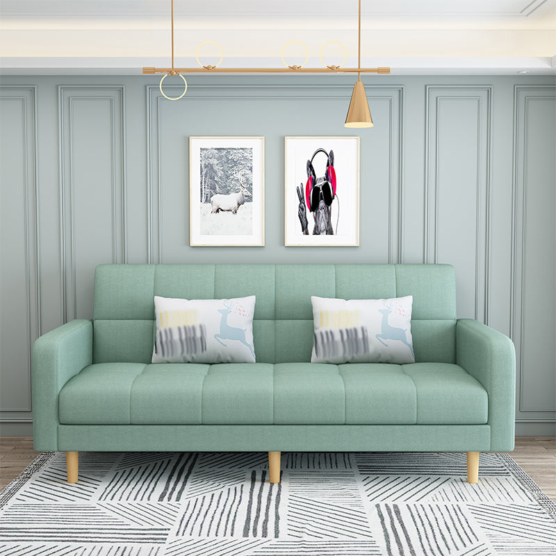 Nordic 59.06"L x 26.77"W x 32.28"H Square Arm Sectional Tight Back Sofa with Storage Light Green Cotton Blend Without Ottoman Clearhalo 'furn' 'furn_sectionals' 'Furniture' 'furniture_sectionals' 'Living Room Furniture' 'Sectionals' 4934469