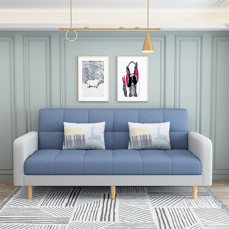 Nordic 59.06"L x 26.77"W x 32.28"H Square Arm Sectional Tight Back Sofa with Storage Blue-White Cotton Blend Without Ottoman Clearhalo 'furn' 'furn_sectionals' 'Furniture' 'furniture_sectionals' 'Living Room Furniture' 'Sectionals' 4934471