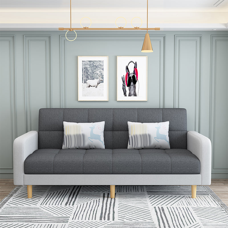 Nordic 59.06"L x 26.77"W x 32.28"H Square Arm Sectional Tight Back Sofa with Storage Dark Gray-White Cotton Blend Without Ottoman Clearhalo 'furn' 'furn_sectionals' 'Furniture' 'furniture_sectionals' 'Living Room Furniture' 'Sectionals' 4934482