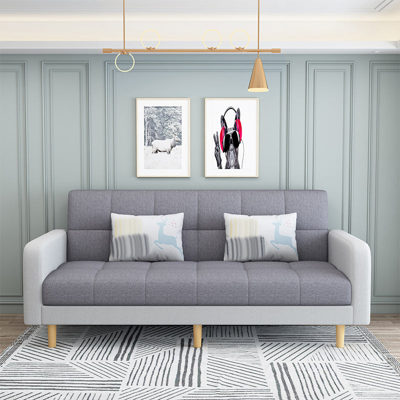 Nordic 59.06"L x 26.77"W x 32.28"H Square Arm Sectional Tight Back Sofa with Storage Light Gray-White Cotton Blend Without Ottoman Clearhalo 'furn' 'furn_sectionals' 'Furniture' 'furniture_sectionals' 'Living Room Furniture' 'Sectionals' 4934484